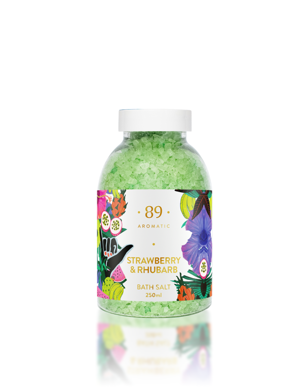 Vonios druska Aromatic 89 "Braškė & Rabarbaras" - Spalvota kolekcija