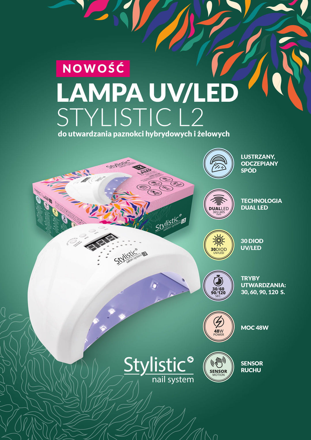 UV/LED lempa nagams Stylistic L2 48W su displėju