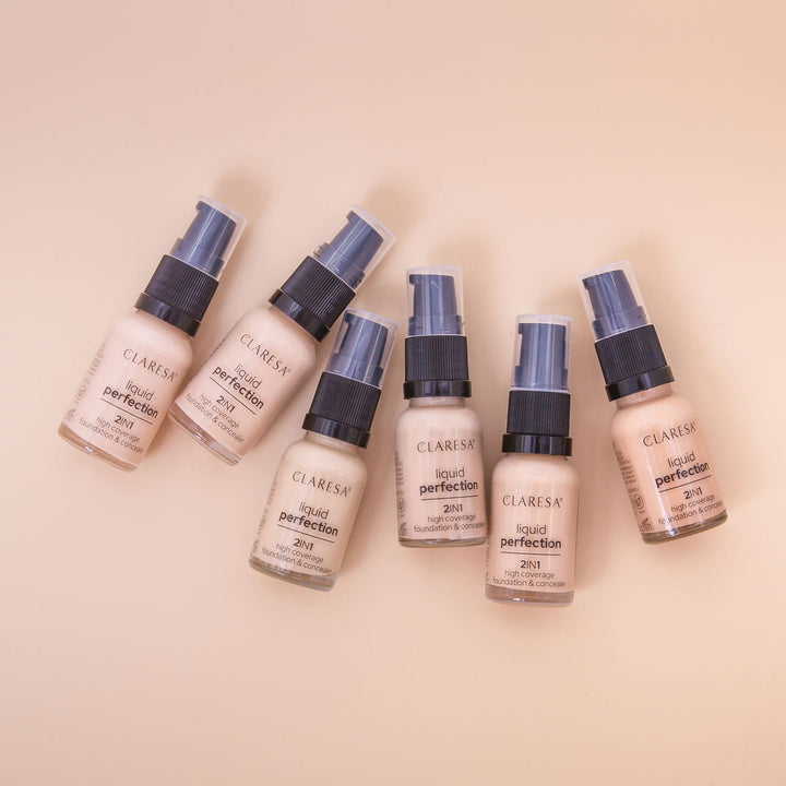 CLARESA 2IN1 MASKUOJAMASIS KOREKTORIUS IR SKYSTA PUDRA LIQUID PERFECTION 103,5 Light Nude 18 g 4Mass