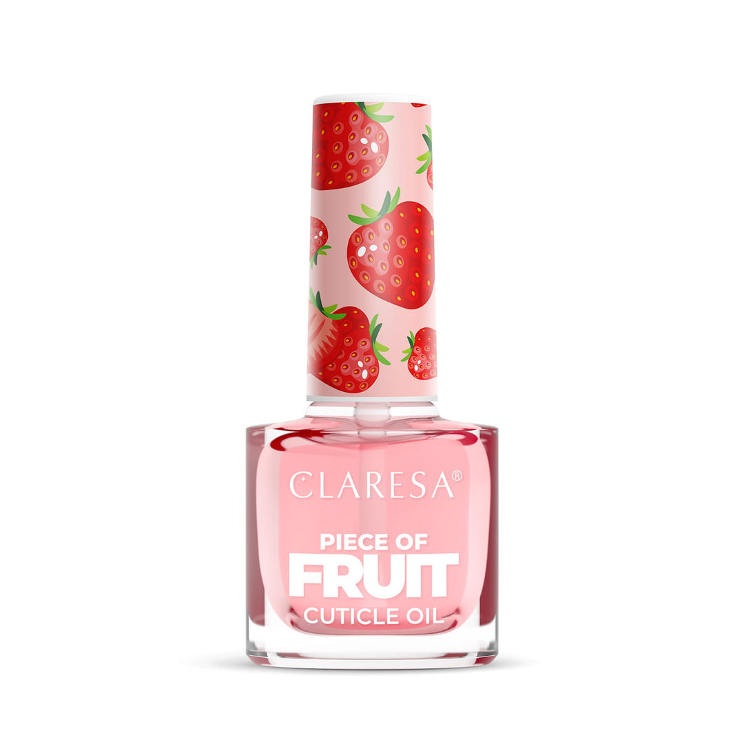 Nagų ir odelių aliejukas CLARESA FRUIT STRAWBERRY 5 ml baltame fone