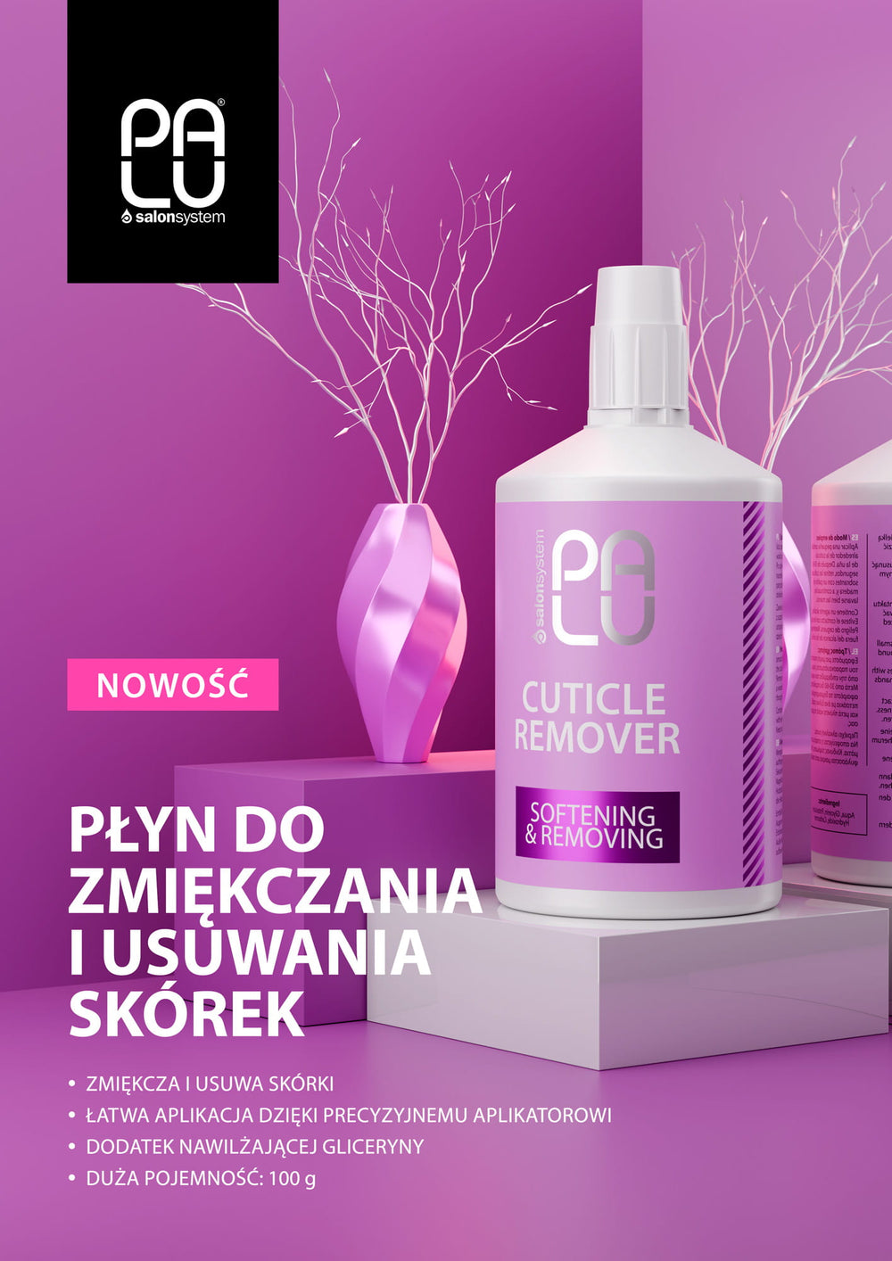Odelių šalinimo priemonė Palu Cuticle remover 100g, violetinis fonas