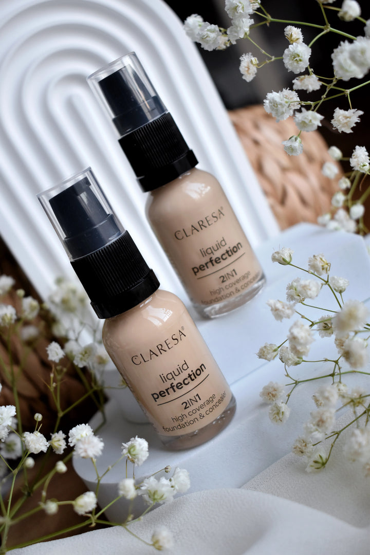 CLARESA 2IN1 MASKUOJAMASIS KOREKTORIUS IR SKYSTA PUDRA LIQUID PERFECTION 103,5 Light Nude 18 g 4Mass