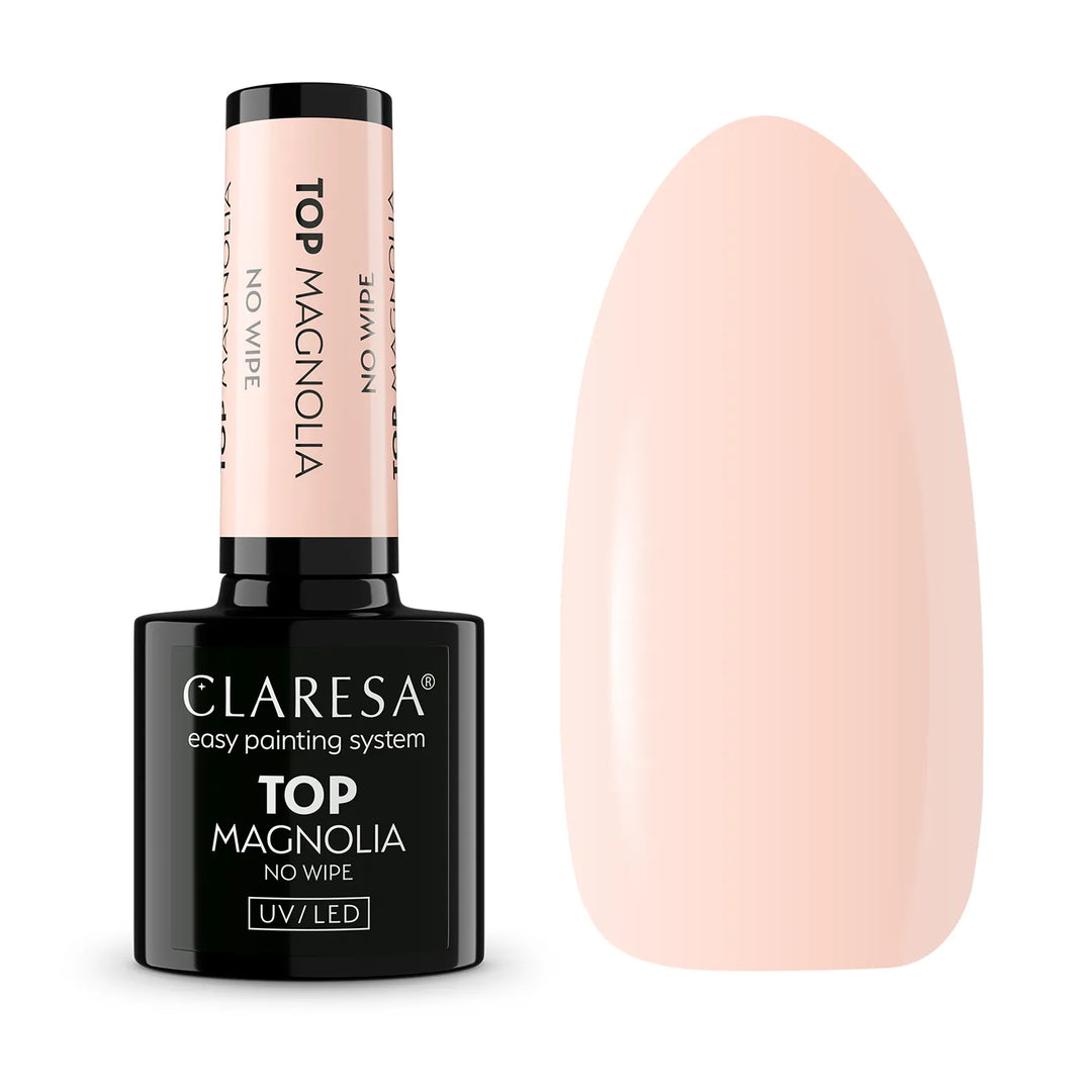 Claresa Top No Wipe Magnolia – gelinio lako viršutinis sluoksnis be lipnumo 4Mass