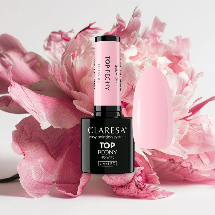 Claresa Top No Wipe Peony – gelinio lako viršutinis sluoksnis be lipnumo 4Mass