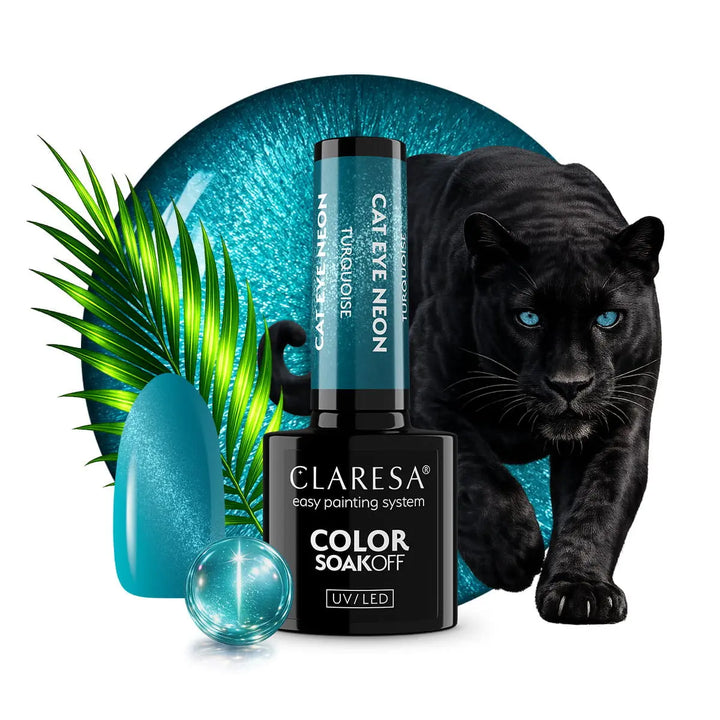 Gelinis lakas Claresa Neon Cat Eye Turquoise 5 g 4Mass