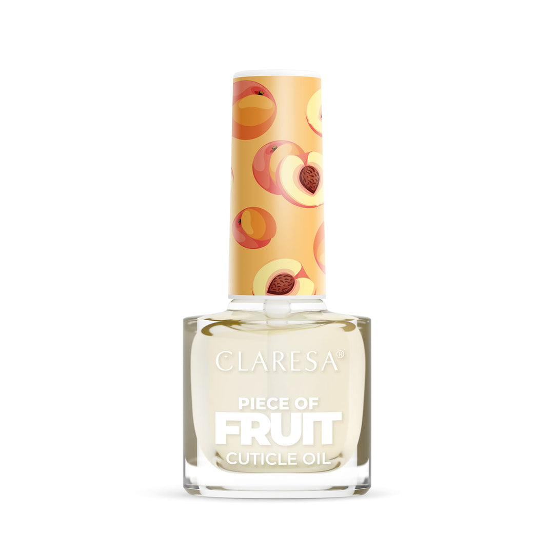 Nagų ir odelių aliejukas CLARESA FRUIT PEACH 5 ml baltame fone