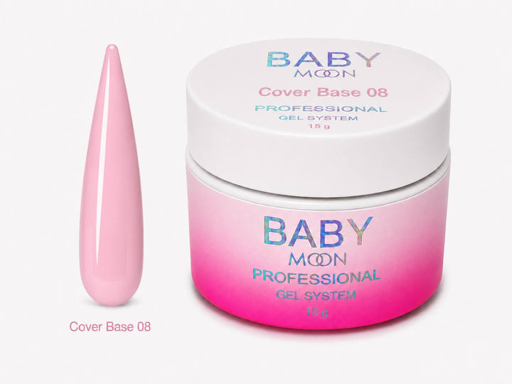 BABY MOON Cover Base 08 – HEMA FREE maskuojamoji bazė, 15 ml Moon FULL