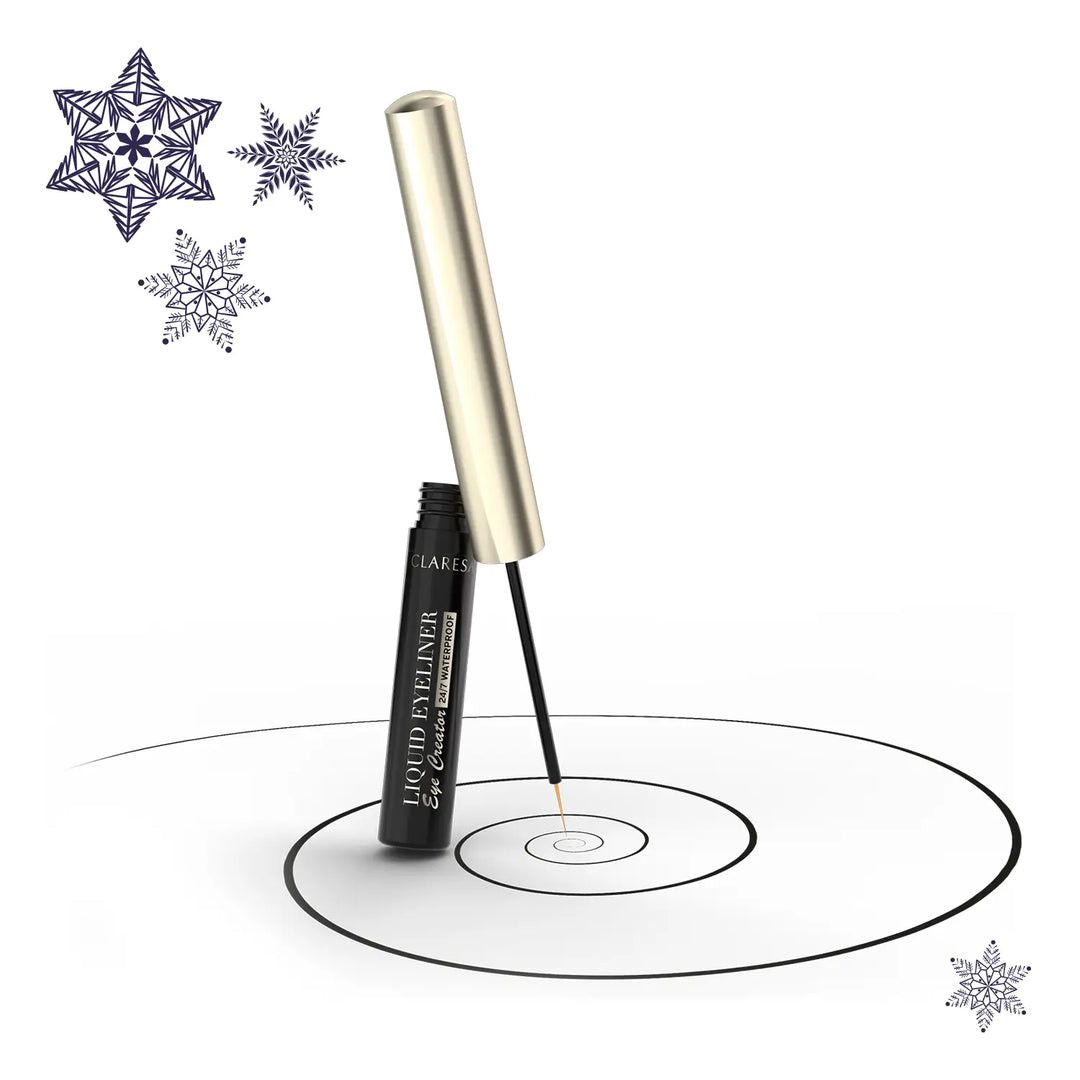 CLARESA WATERPROOF LIQUID EYELINER – Eye Creator  Vandeniui atsparus skystas akių kontūro pravedimas 01 BLACK, 3 g Naguprieziura