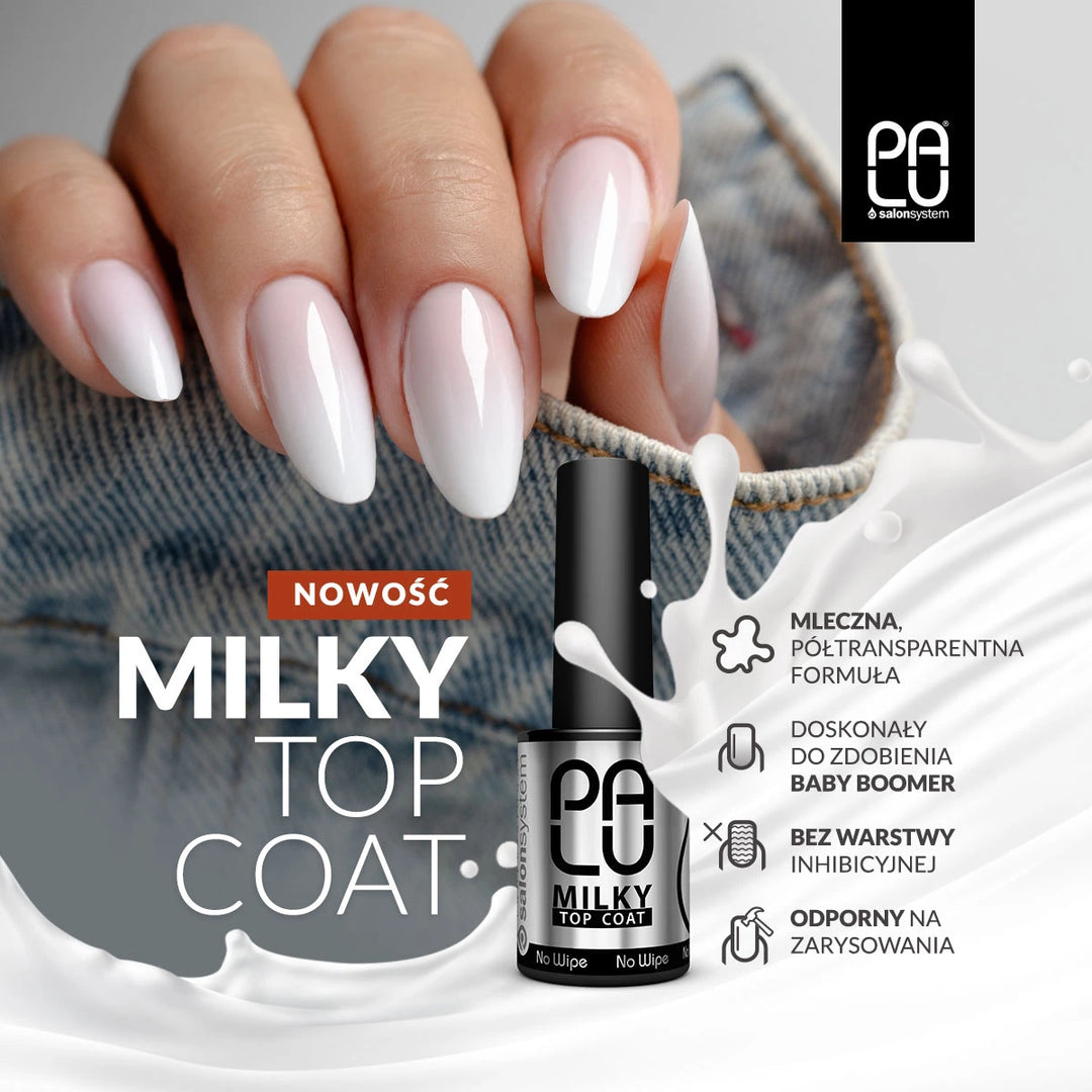 Gelinio lako viršutinis sluoksnis PALU TOP MILKY NO WIPE
