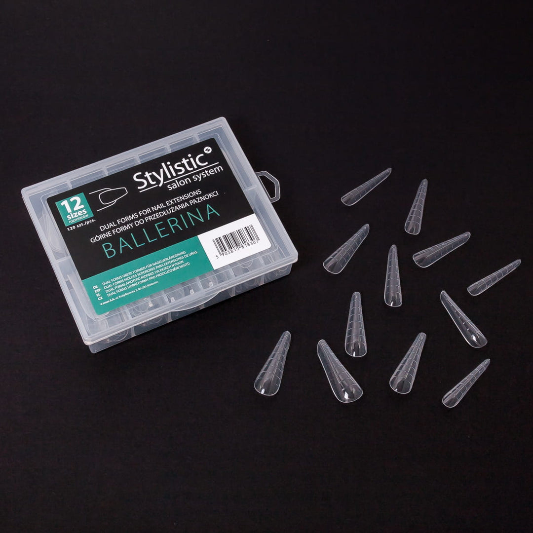 Skaidrios nagų priauginimo formelės „Dual Form“ Stylistic balerina 120 vnt. Naguprieziura