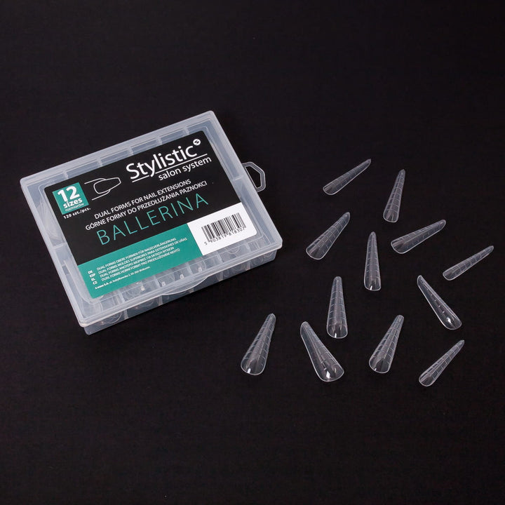 Skaidrios nagų priauginimo formelės „Dual Form“ Stylistic balerina 120 vnt. Naguprieziura