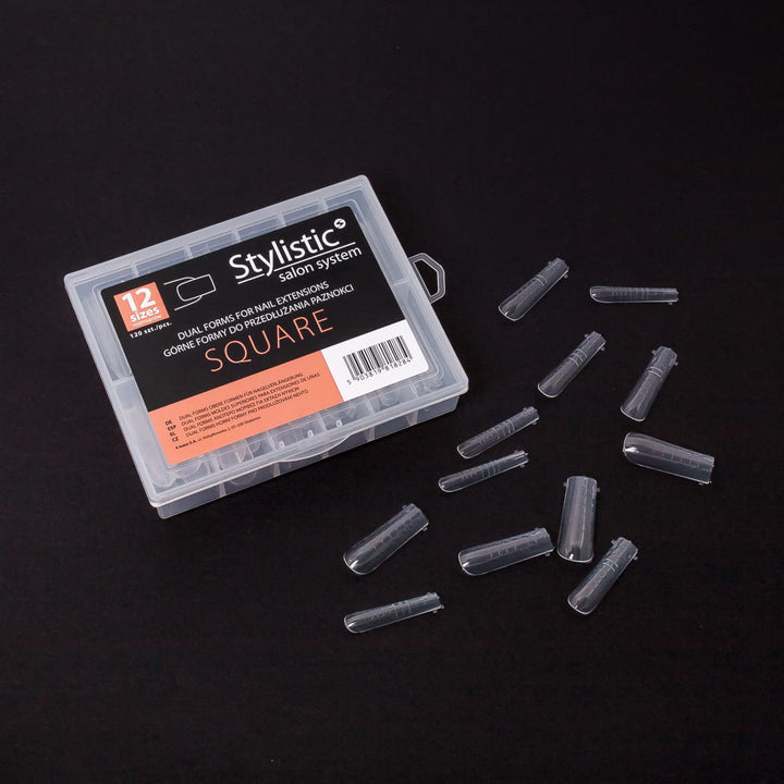 Skaidrios nagų priauginimo formelės „Dual Form“ Stylistic kvadratas 120 vnt. Naguprieziura