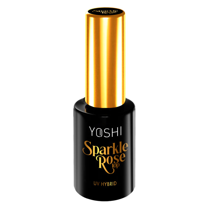 Gelinio lako viršutinis sluoksnis Top Sparkle Rose YOSHI  10 ml Naguprieziura