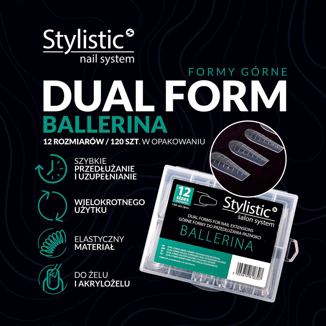 Skaidrios nagų priauginimo formelės „Dual Form“ Stylistic balerina 120 vnt. Naguprieziura