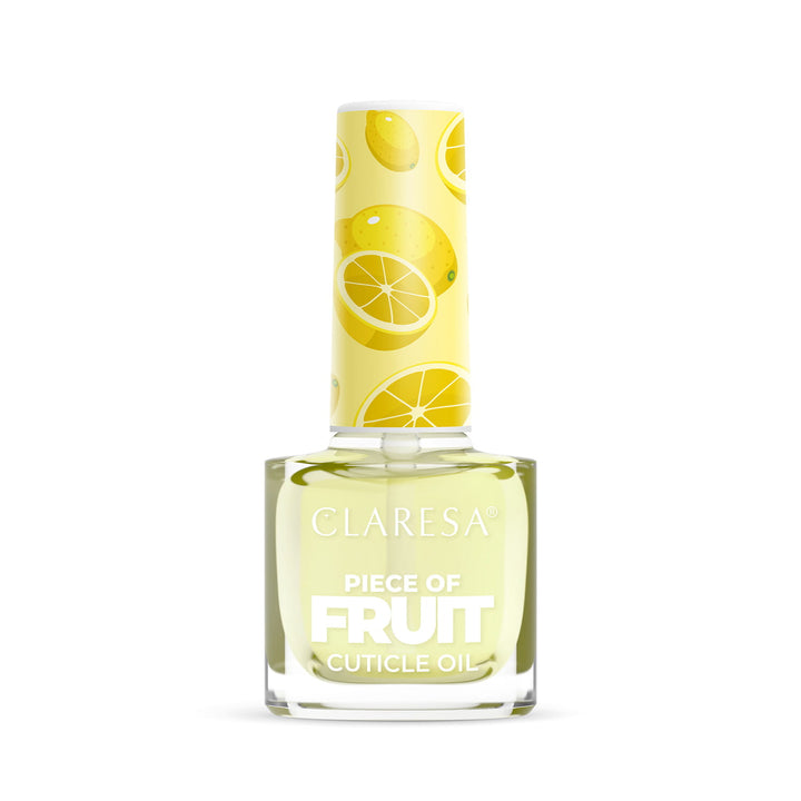 Nagų ir odelių aliejukas CLARESA FRUIT LEMON 5 ml baltame fone