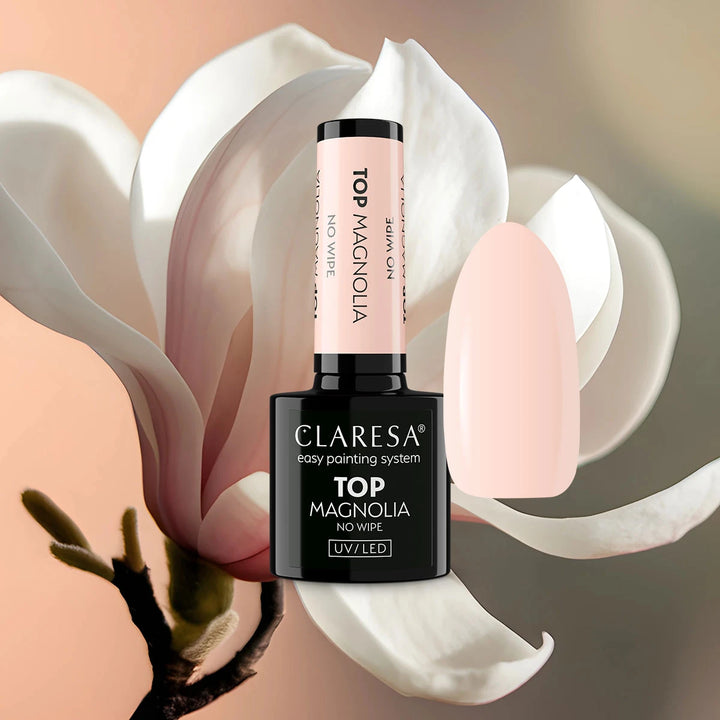 Claresa Top No Wipe Magnolia – gelinio lako viršutinis sluoksnis be lipnumo 4Mass