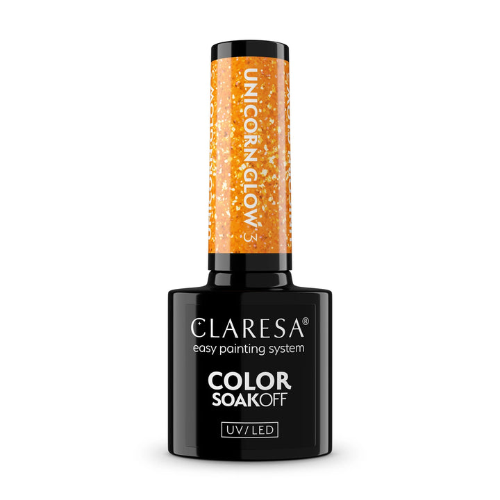 Gelinis lakas CLARESA Unicorn Glow 3 – spindintis geltonas atspalvis buteliuke