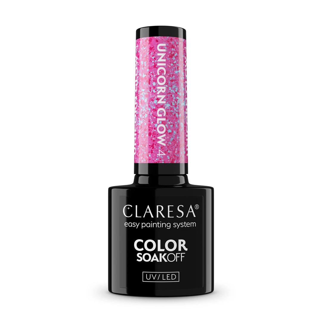 Gelinis lakas CLARESA Unicorn Glow 1 – spindintis rožinis atspalvis buteliuke