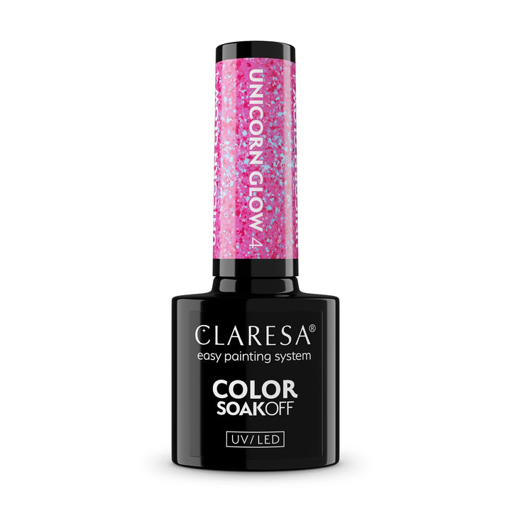 Gelinis lakas CLARESA Unicorn Glow 1 – spindintis rožinis atspalvis buteliuke