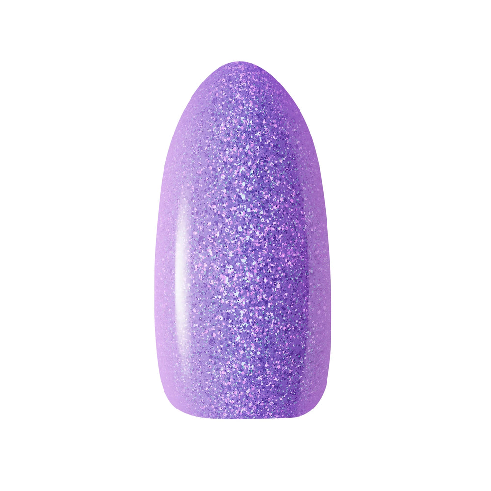 Gelinis lakas CLARESA Unicorn Glow 5 – spindintis violetinis atspalvis baltame fone