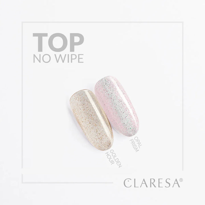 CLARESA Top No Wipe Golden Hour, 5 g – viršutinis sluoksnis su aukso blizgesiu 4Mass