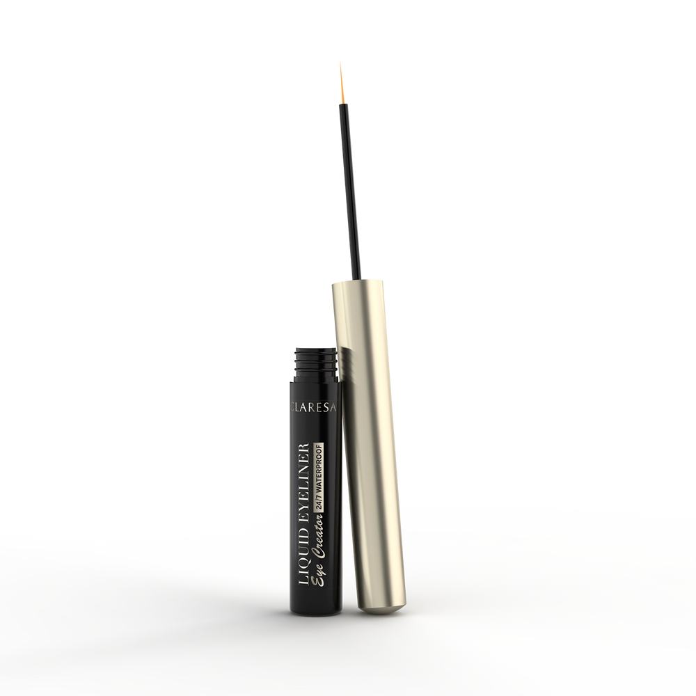 CLARESA WATERPROOF LIQUID EYELINER – Eye Creator  Vandeniui atsparus skystas akių kontūro pravedimas 01 BLACK, 3 g Naguprieziura