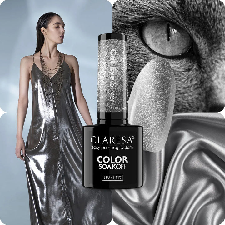 Gelinis lakas CLARESA CAT EYE SILVER 5 g 4Mass