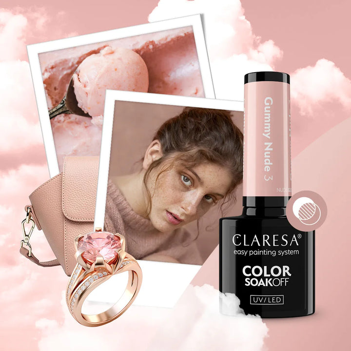 Gelinis lakas CLARESA Nude Glow Gummy Nude 3, 5g 4Mass