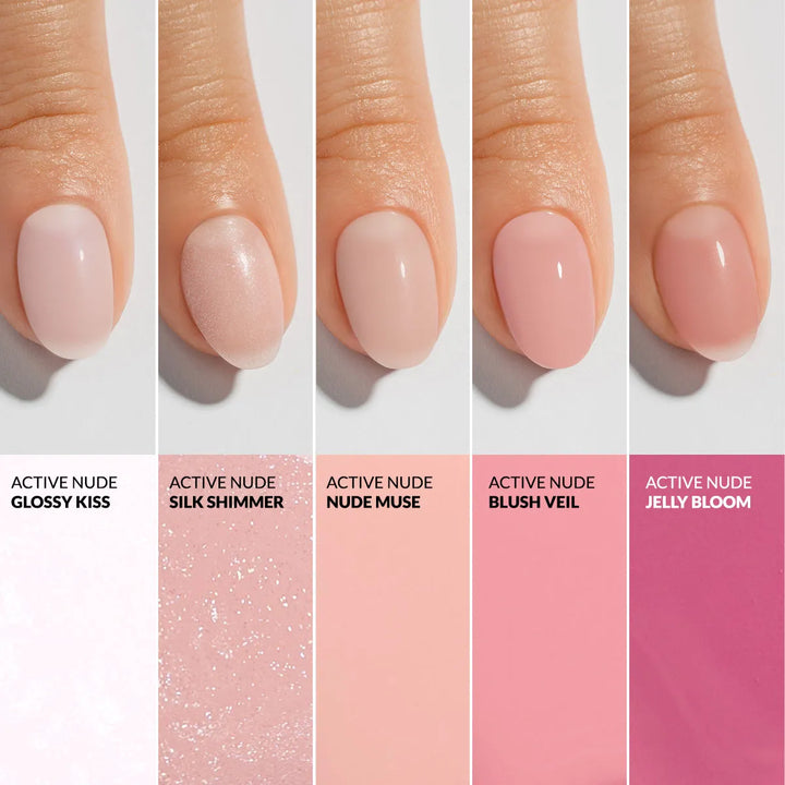 Claresa Active Nude Blush Veil – nagų lakas su kolagenu ir vitaminais 9,5 ml 4Mass