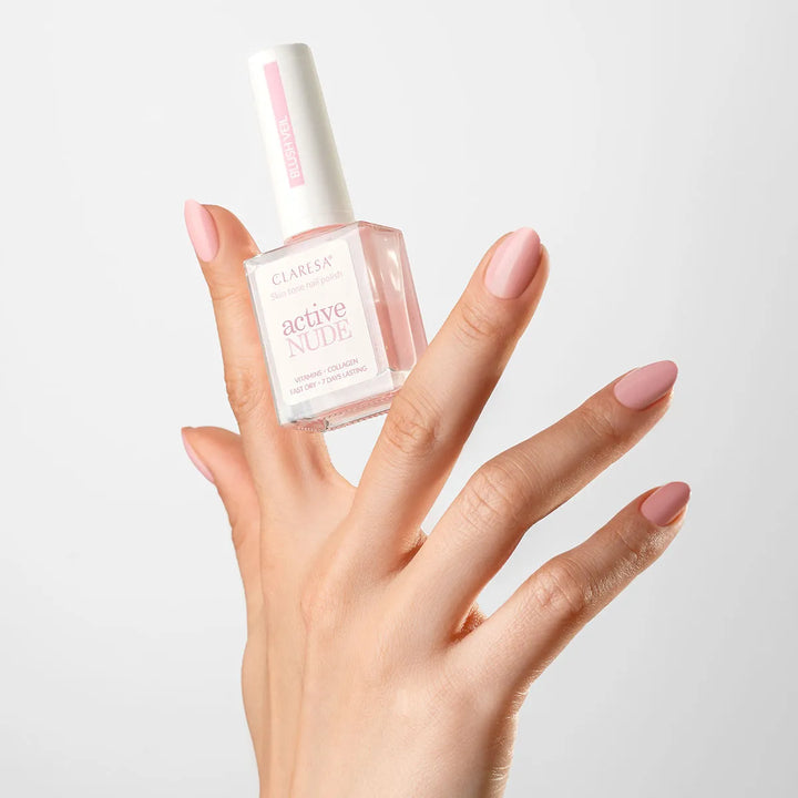 Claresa Active Nude Blush Veil – nagų lakas su kolagenu ir vitaminais 9,5 ml 4Mass