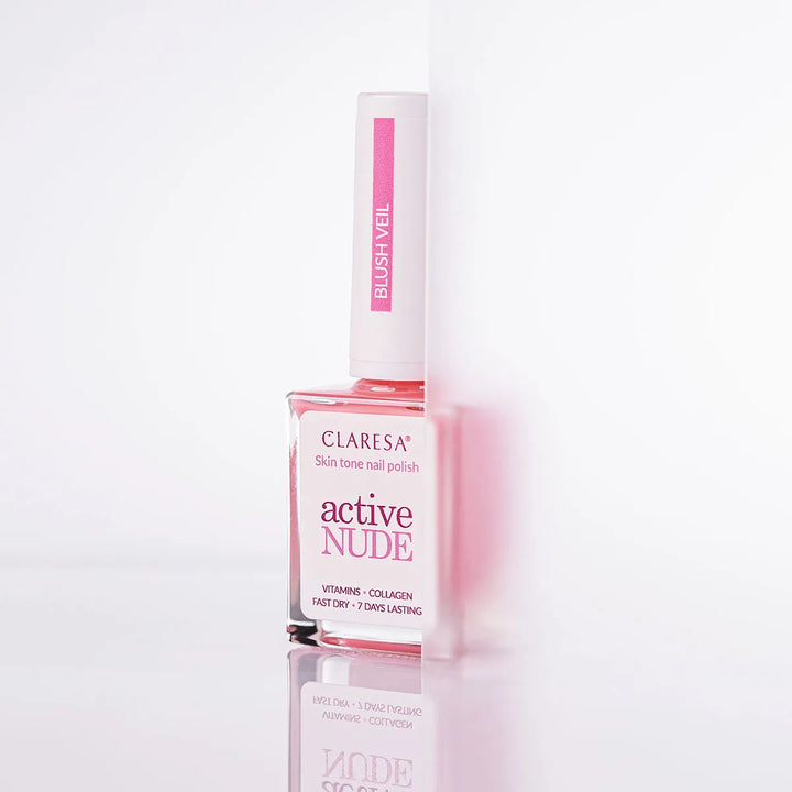 Claresa Active Nude Blush Veil – nagų lakas su kolagenu ir vitaminais 9,5 ml 4Mass
