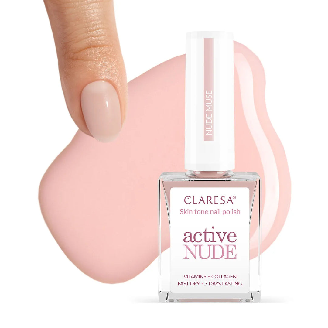 Claresa Active Nude Nude Muse – nagų lakas su kolagenu ir vitaminais 9,5 ml 4Mass