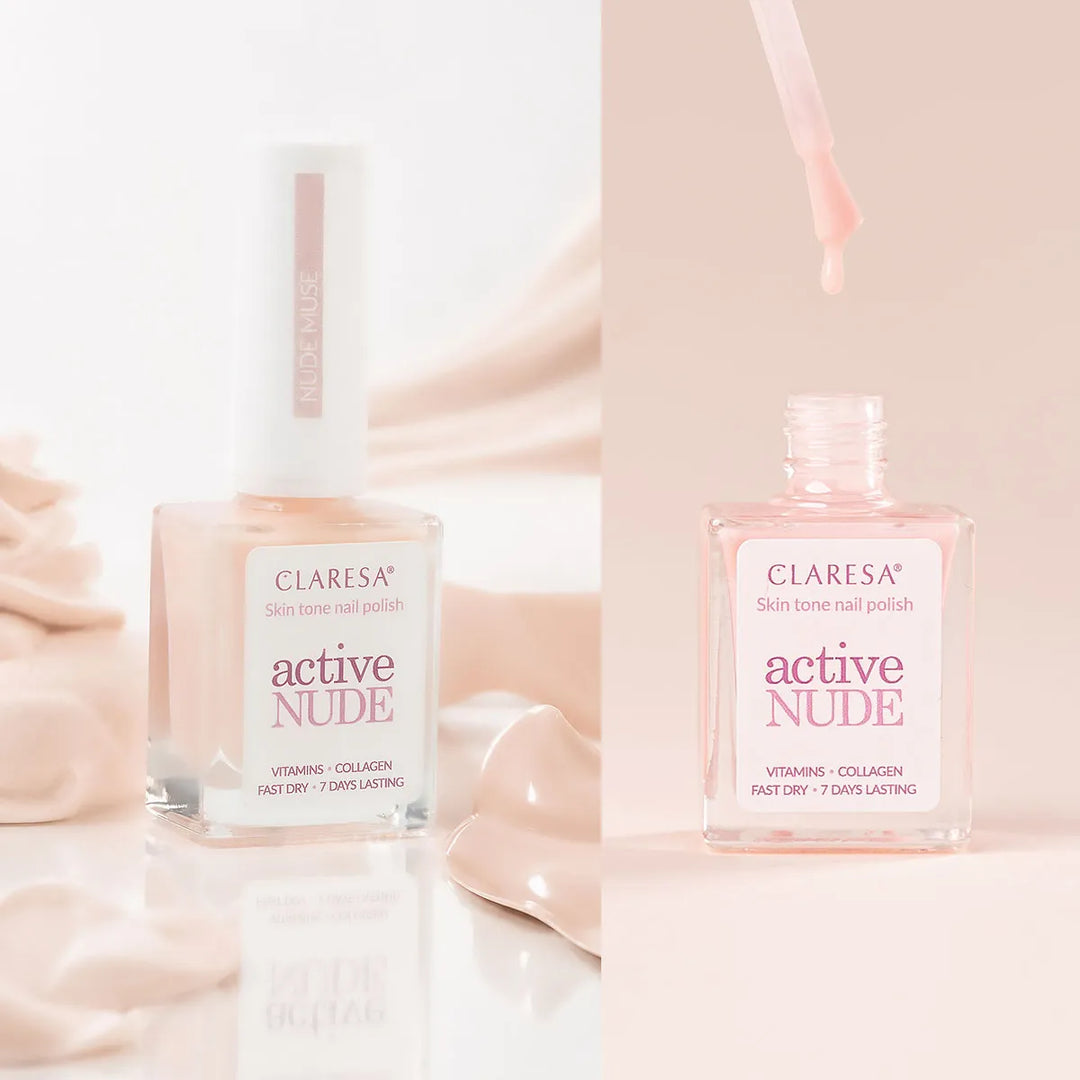Claresa Active Nude Nude Muse – nagų lakas su kolagenu ir vitaminais 9,5 ml 4Mass