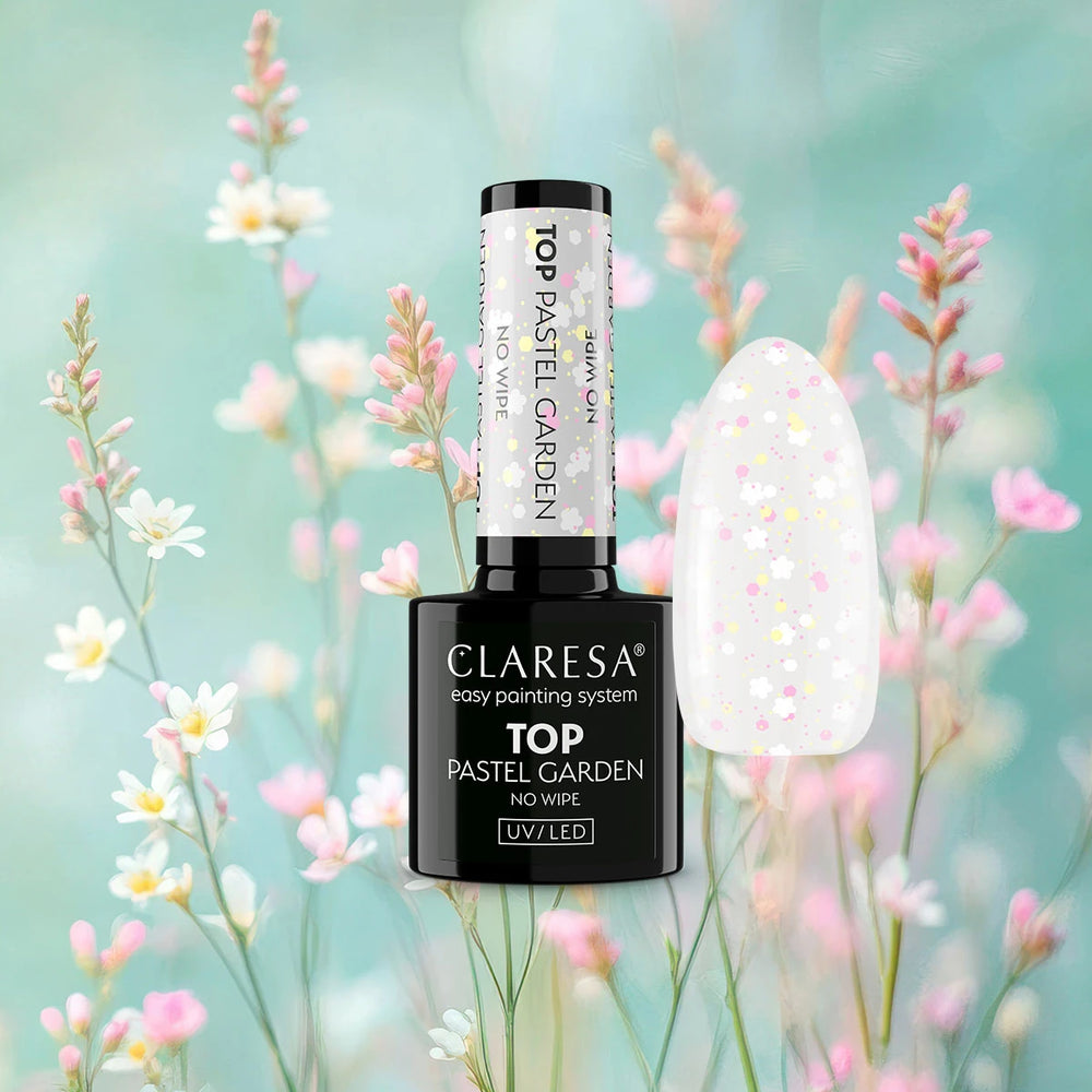 Claresa Top No Wipe Pastel Garden – gelinio lako viršutinis sluoksnis be lipnumo 4Mass