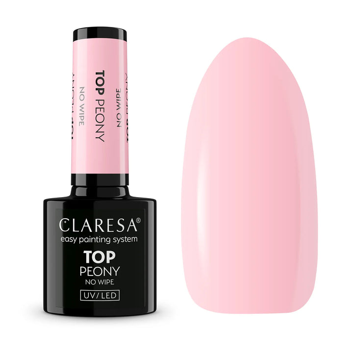 Claresa Top No Wipe Peony – gelinio lako viršutinis sluoksnis be lipnumo 4Mass