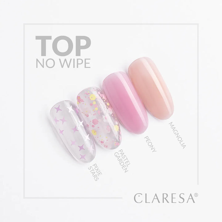 Claresa Top No Wipe Pixie Stars – gelinio lako viršutinis sluoksnis be lipnumo 4Mass