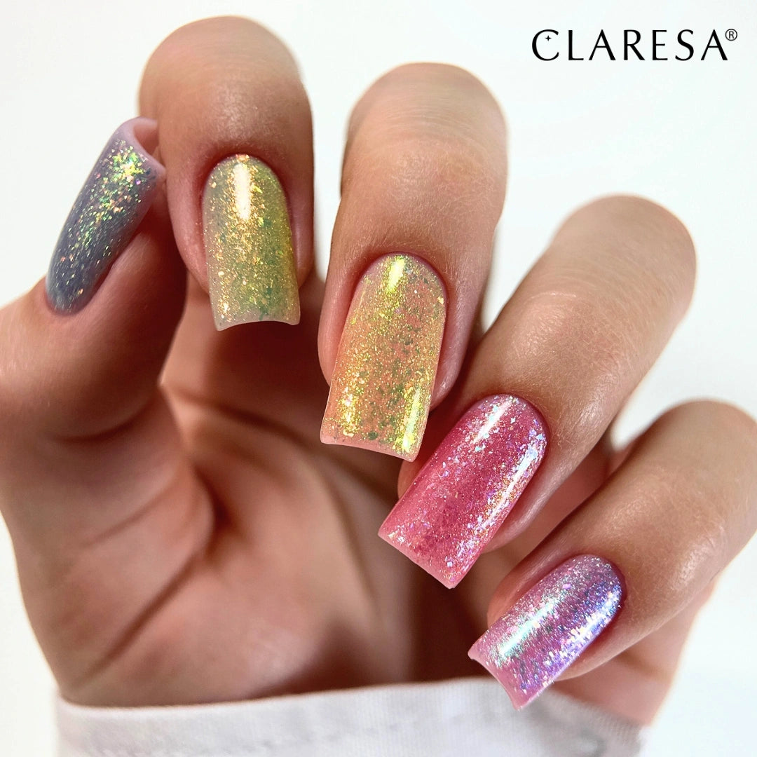 CLARESA geliniai lakai – įvairių Unicorn Glow spalvų kolekcija ant nagų