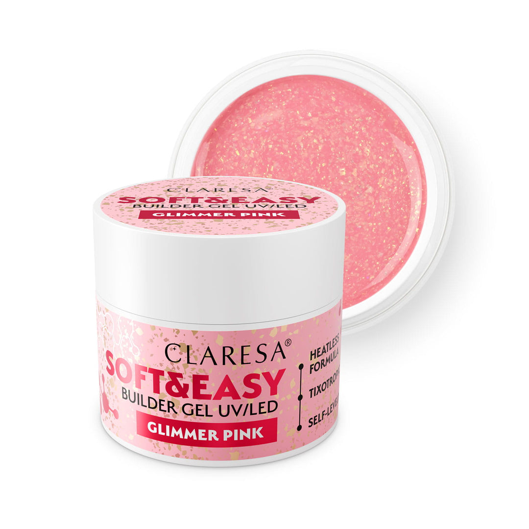 CLARESA SOFT&EASY BUILDER GEL Glimmer pink 12g 4Mass