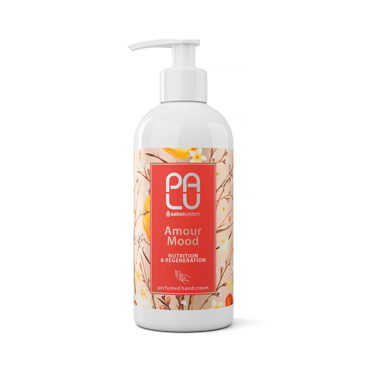 DRĖKINANTIS IR REGENERUOJANTIS RANKŲ KREMAS PALU AMOUR MOOD 280G, baltame fone
