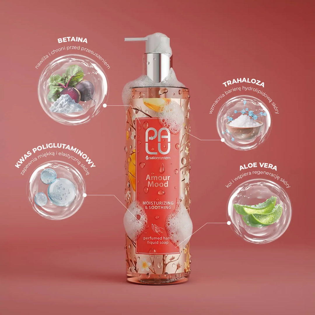 PALU Drėkinamasis ir raminamasis rankų muilas AMOUR MOOD 400 ml Palu
