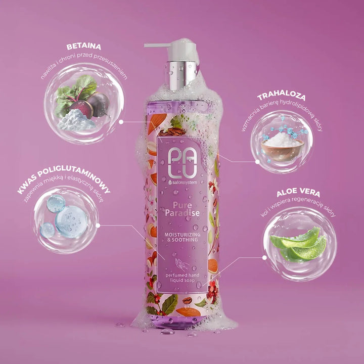 PALU Drėkinamasis ir raminamasis rankų muilas PURE PARADISE 400 ml Palu