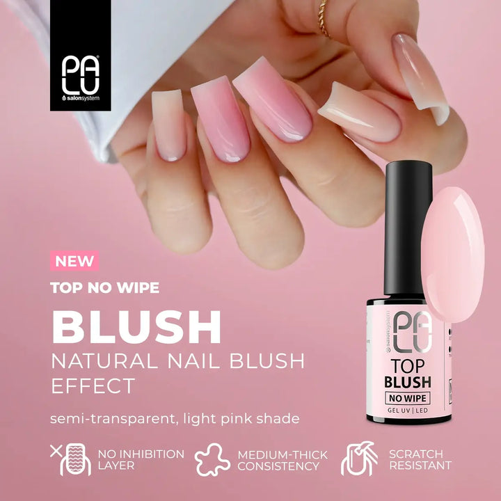 Palu Top Blush No Wipe – gelinio lako viršutinis sluoksnis be lipnumo 4Mass