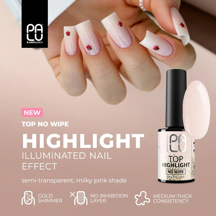 Palu Top Highlight No Wipe – gelinio lako viršutinis sluoksnis be lipnumo 4Mass