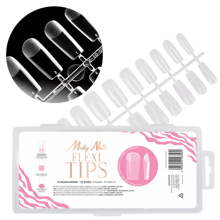 VIRŠUTINĖS FORMELĖS NAGŲ PRIAUGINIMUI Flexi Tips Molly Nails Kvadratas