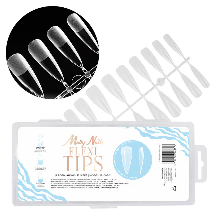 VIRŠUTINĖS FORMELĖS NAGŲ PRIAUGINIMUI Flexi Tips Molly Nails Migdolas
