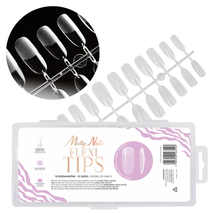 VIRŠUTINĖS FORMELĖS NAGŲ PRIAUGINIMUI Flexi Tips Molly Nails Ovalas