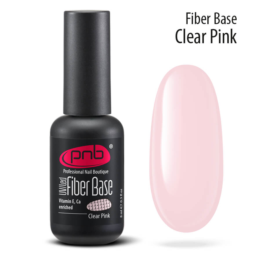Gelinio lako pagrindas Fiber Base Clear Pink ml