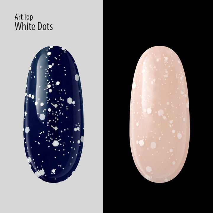 Gelinio lako viršutinis sluoksnis ART TOP WHITE DOTS PNB ml