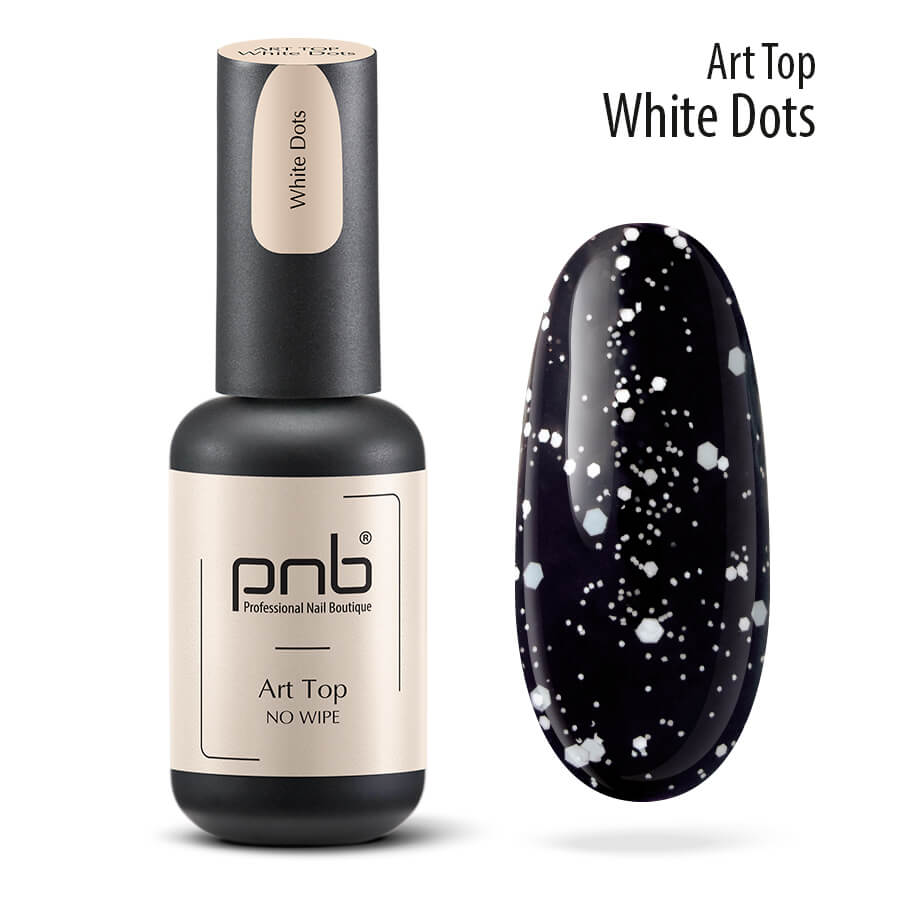 Gelinio lako viršutinis sluoksnis ART TOP WHITE DOTS PNB ml